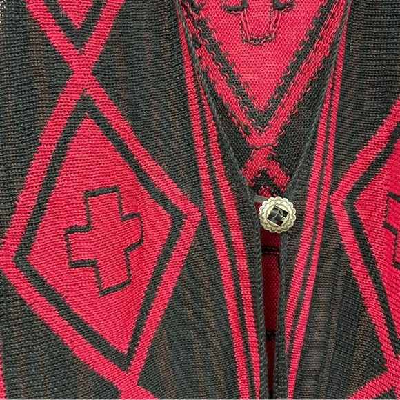 Lauren Ralph Lauren 100% Linen Southwestern Knit Vest in Black and Red Size 1X - Picture 4 of 6